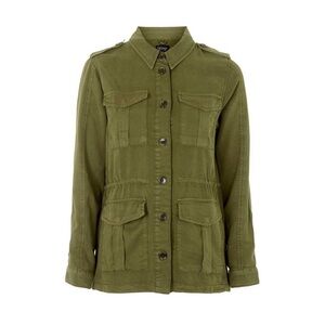 Topshop Olive Green Utility Jacket Lyocell Cargo Military Style Size US 6